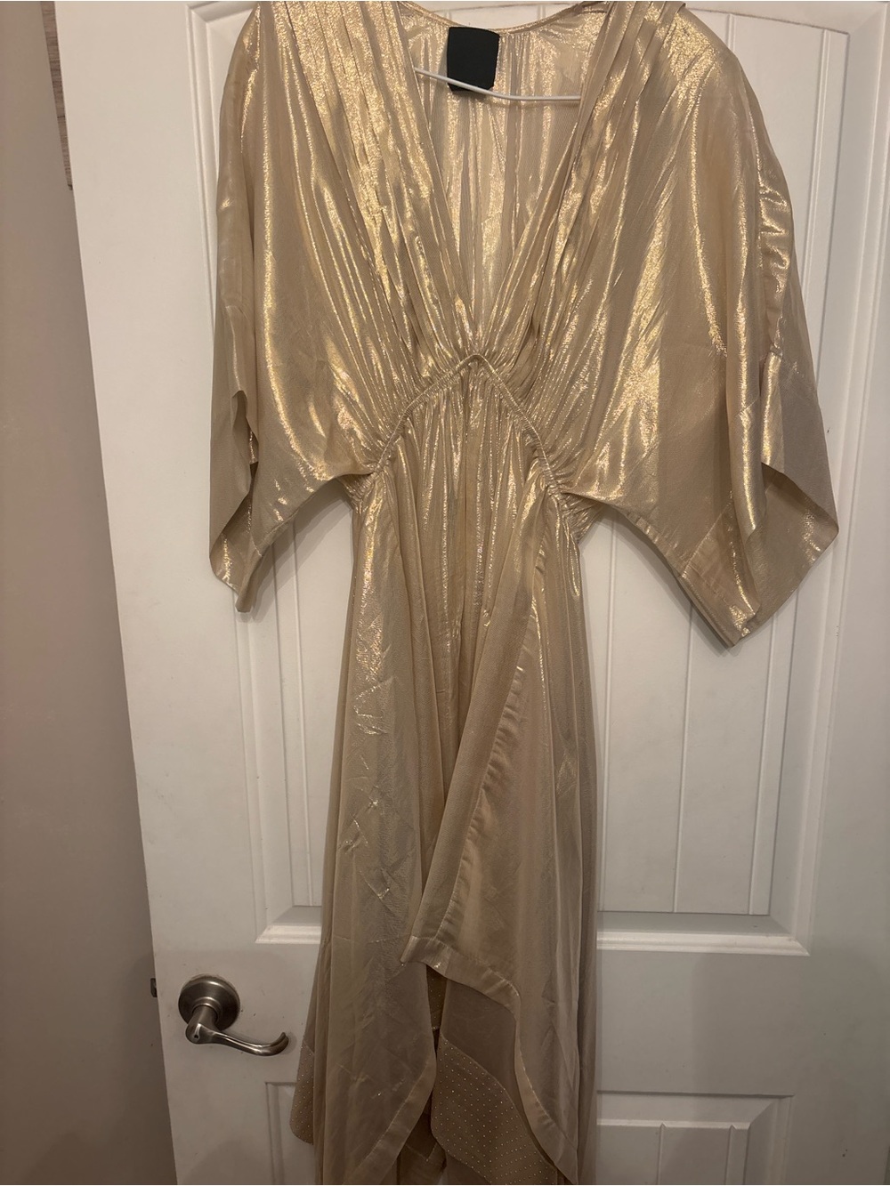 bebe Metallic Gold V-Neck Tunic Dress